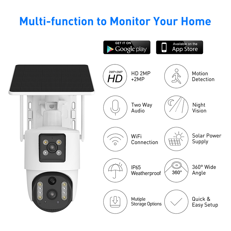 V380 RV5 WiFi Solar 2MP wasserdichte Außen-IPC