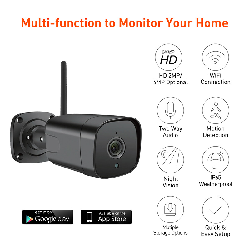 تويا RB1 واي فاي 2MP/4MP آبپاشي در خارج از منزل گلوله IPC