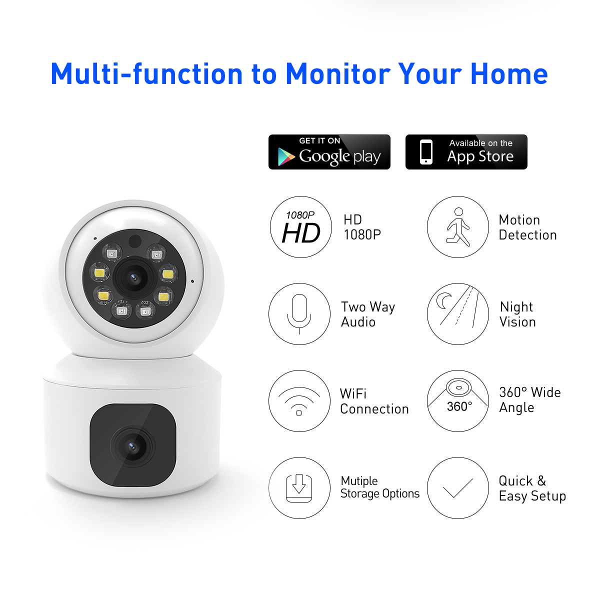 V380 RVBQ2 WiFi 2MP Indoor PTZ IPC details